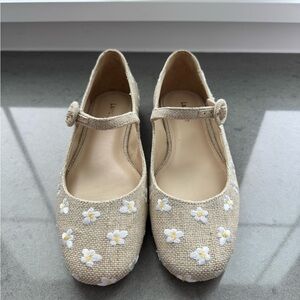 Larroude Blair Balet Flat in Embroidered Daisies